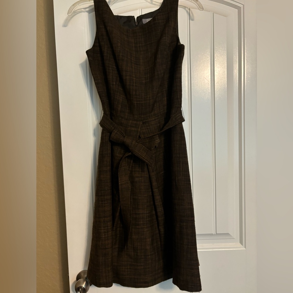 Merona brown tweed belted sheath dress.
